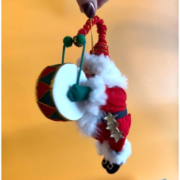 Vintage Kurt Adler Marching Band Drummer Santa Claus Stuffed Christmas Ornament - Picture 1 of 9
